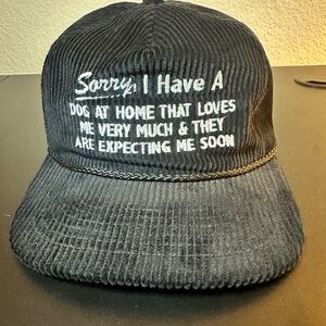 Black Corduroy Dog Humor Hat - SnapBack